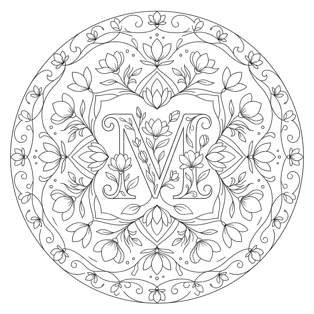 Magnolia Letter Mandala Alphabet Sheet Mandalas