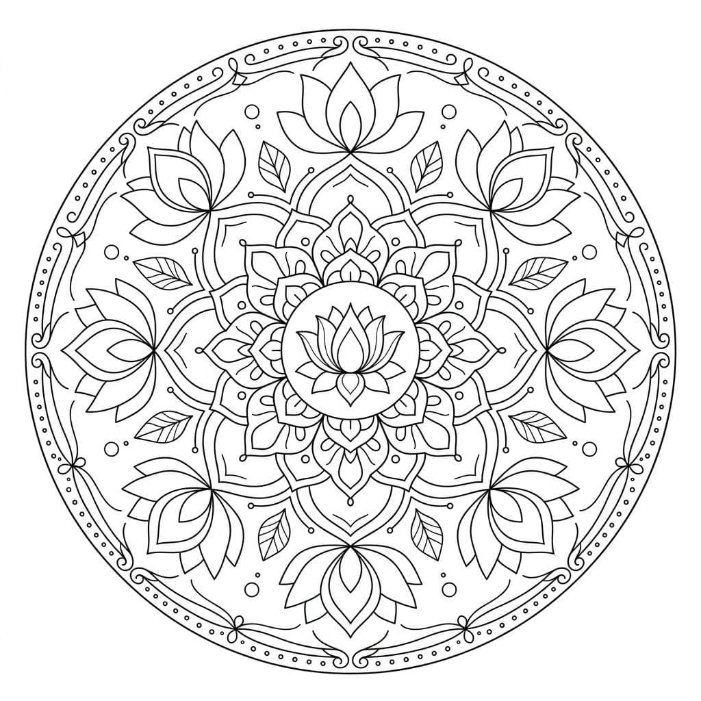Majestic Lotus Mandala Symmetry Page Mandalas