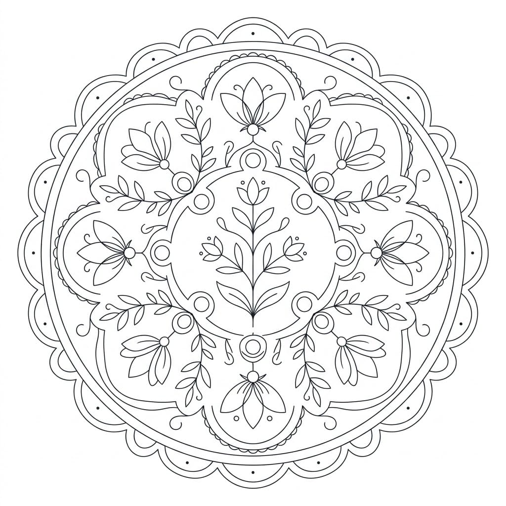 Meadow Upright-Figure Mandala Geometry Page Mandalas