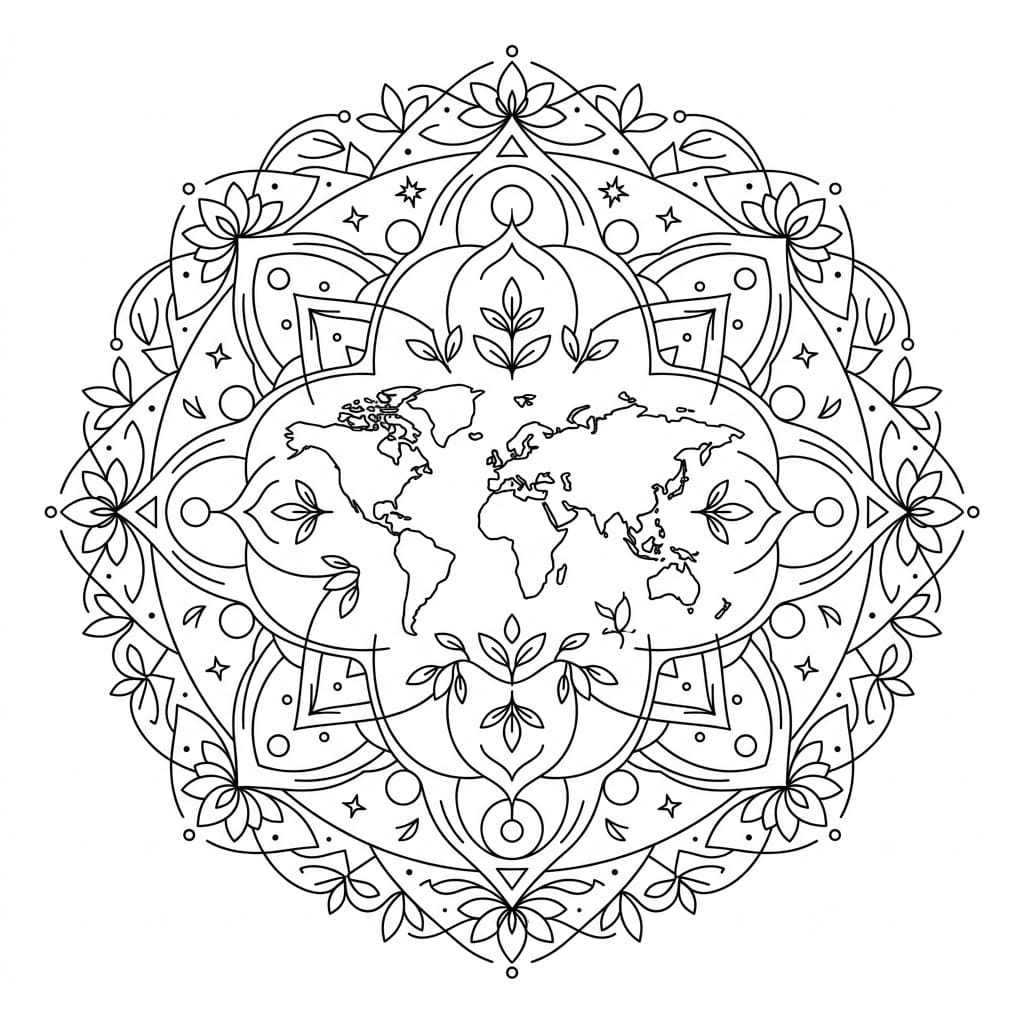 Mirage Geographical Mandala World Outline Mandalas