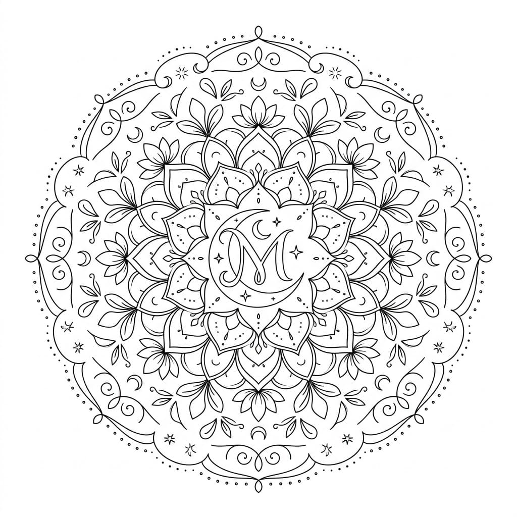 Moonlight Letter Mandala Alphabet Sheet Mandalas