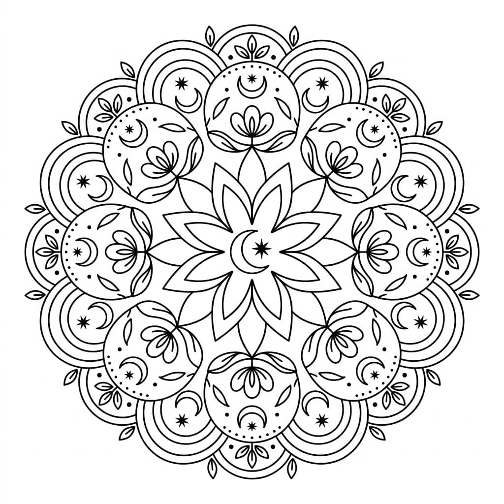 Moonlit Protection Mandala Mindfulness Worksheet Mandalas