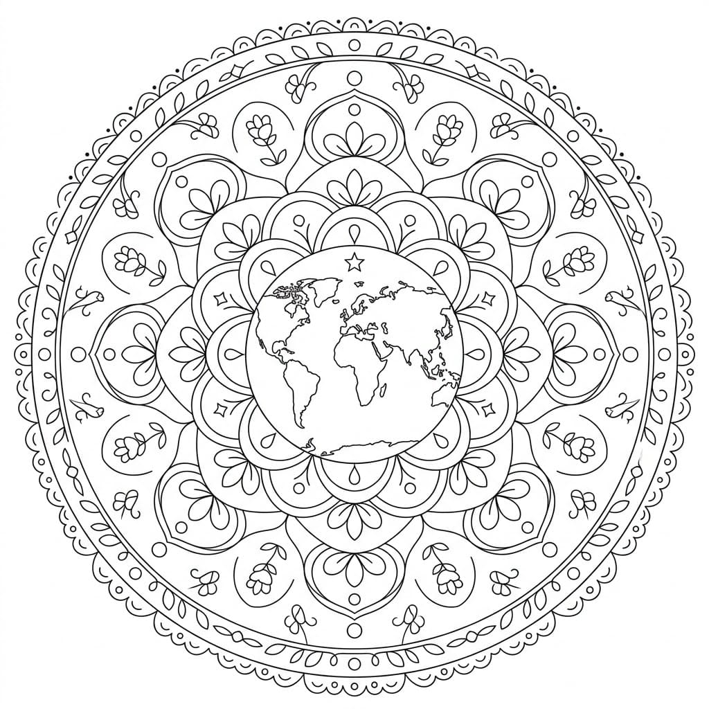 Mystic Geographical Mandala World Outline Mandalas
