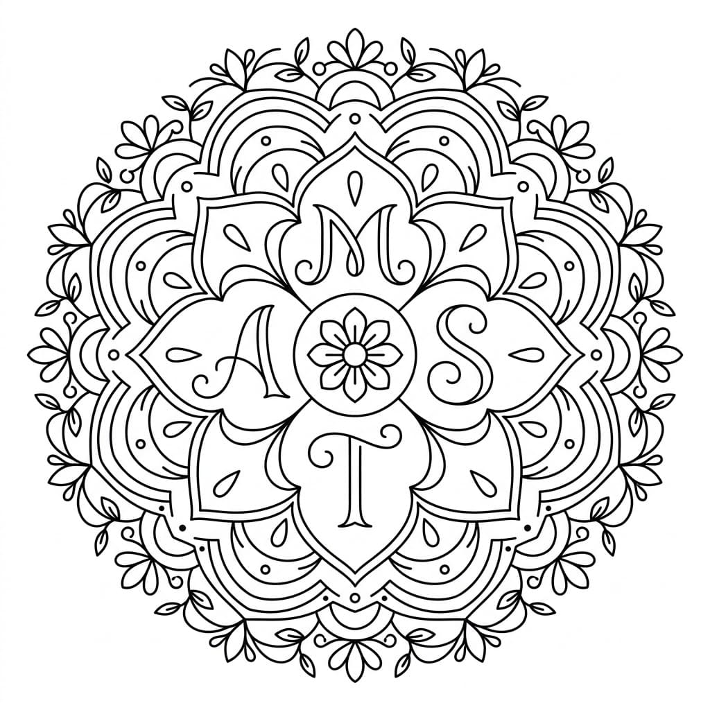 Mystic Letter Mandala Alphabet Sheet Mandalas