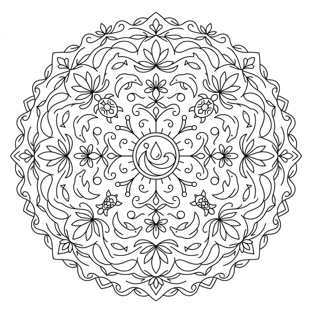 Ocean Inverted-Figure Mandala Symmetry Challenge Mandalas