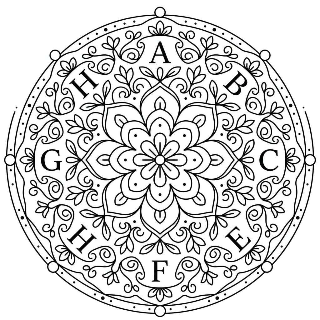 Oceanic Letter Mandala Alphabet Sheet Mandalas
