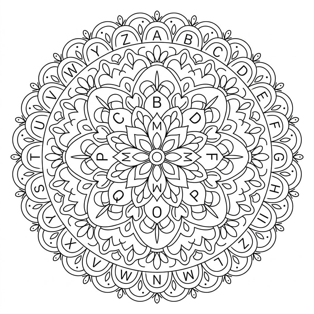 Opal Letter Mandala Alphabet Sheet Mandalas