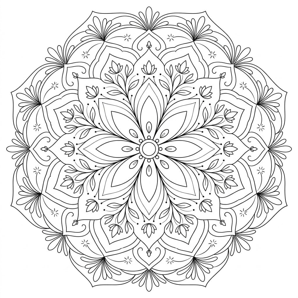 Petal Lotus Mandala Symmetry Page Mandalas