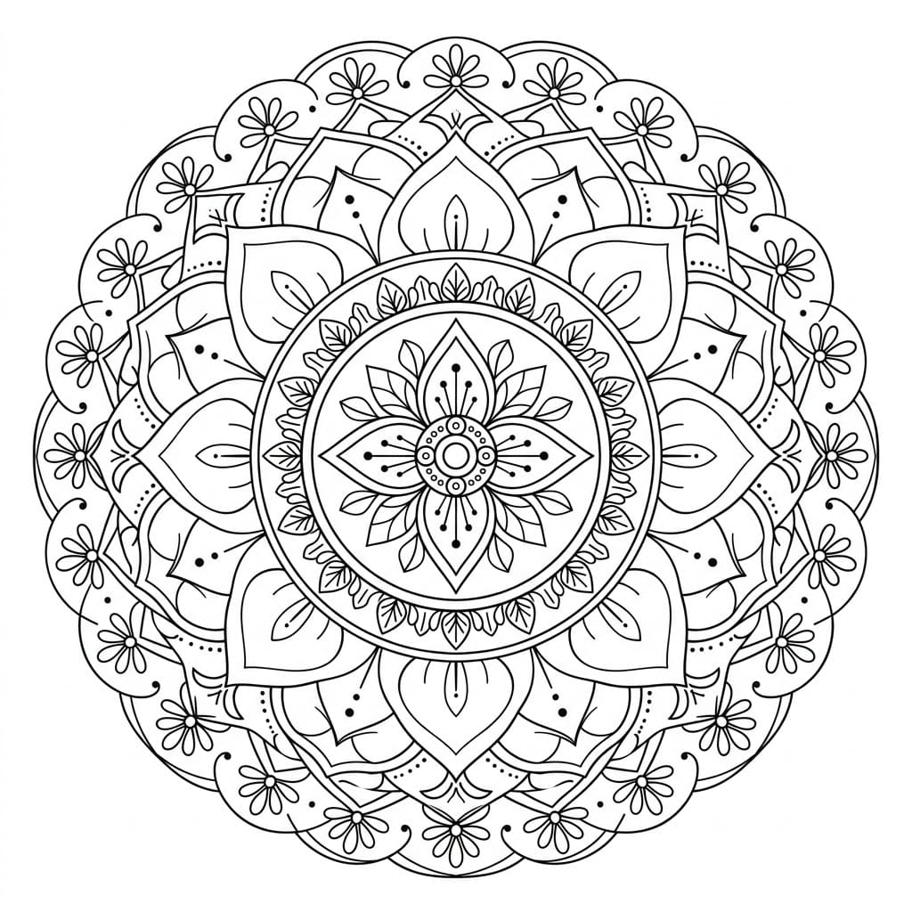 Petal Upright-Figure Mandala Geometry Page Mandalas