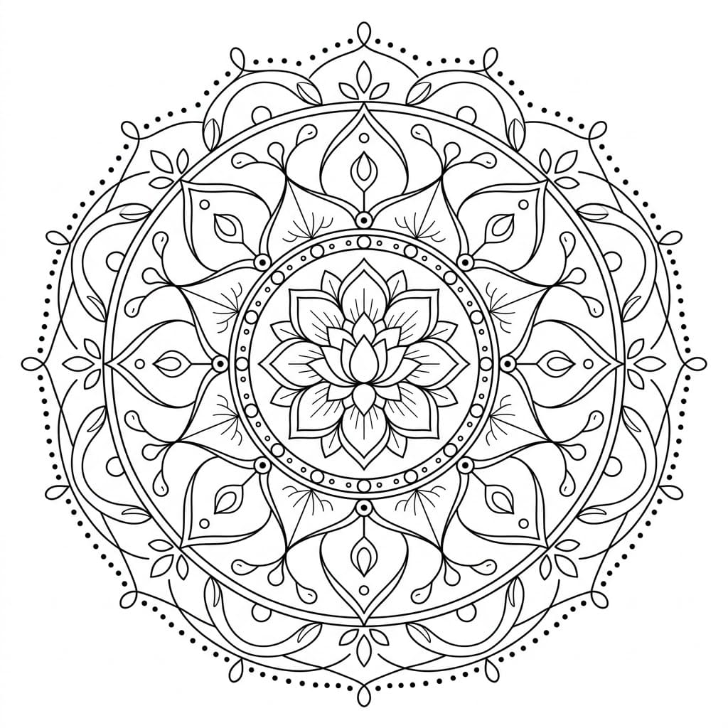Radiant Lotus Mandala Symmetry Page Mandalas