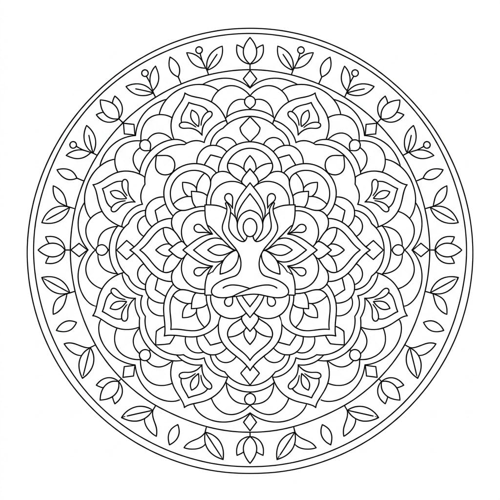 Ripple Upright-Figure Mandala Geometry Page Mandalas