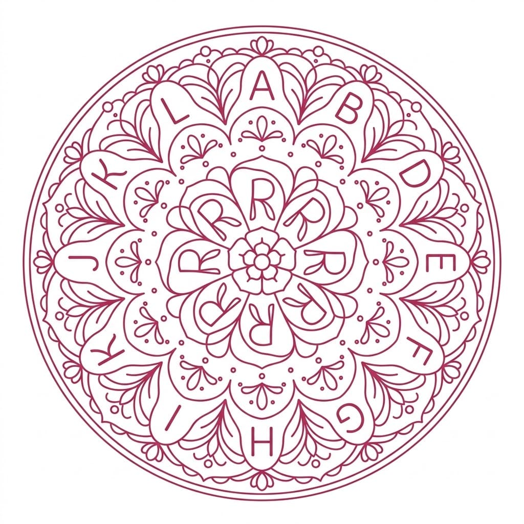 Rosepetal Letter Mandala Alphabet Sheet Mandalas