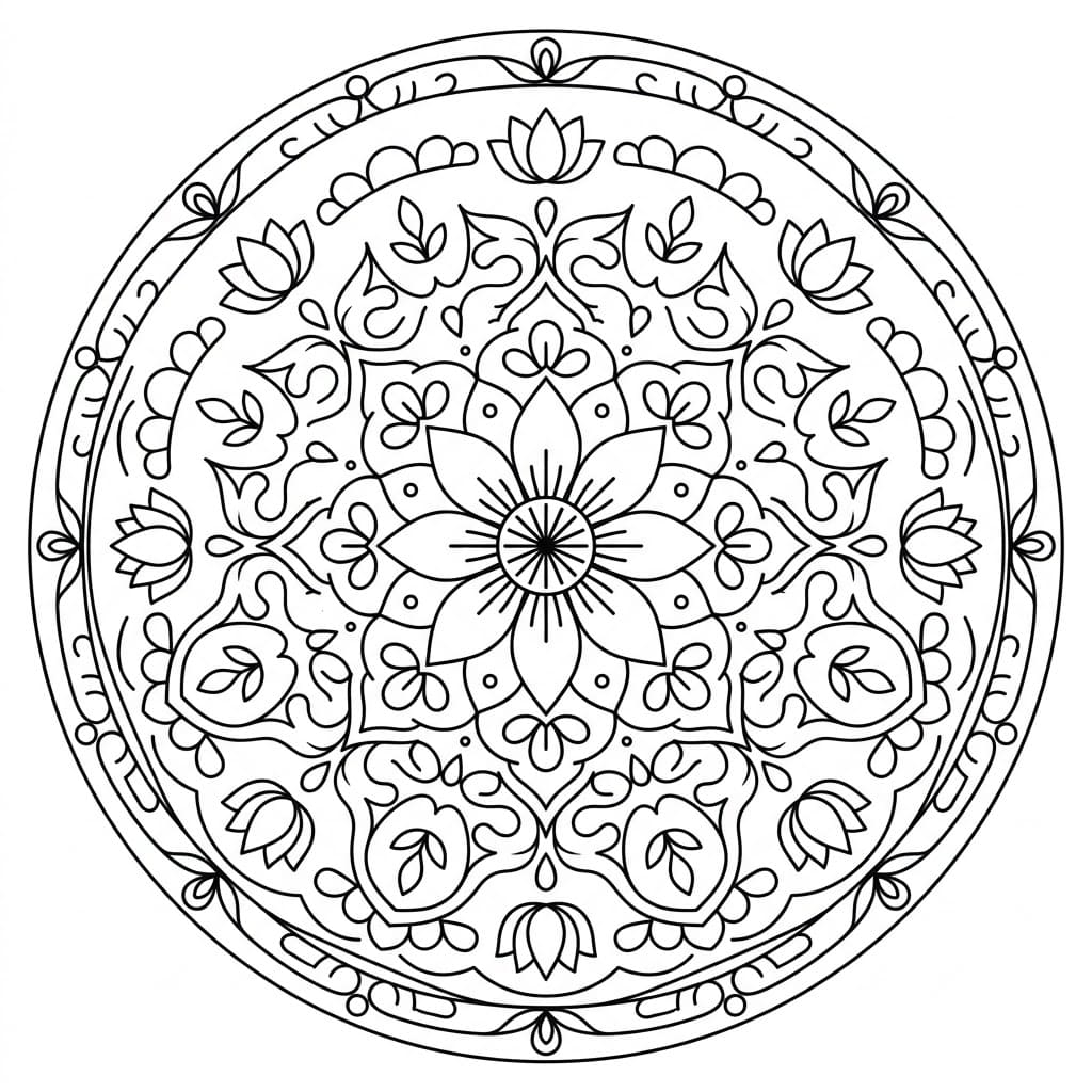 Sacred Lotus Mandala Symmetry Page Mandalas