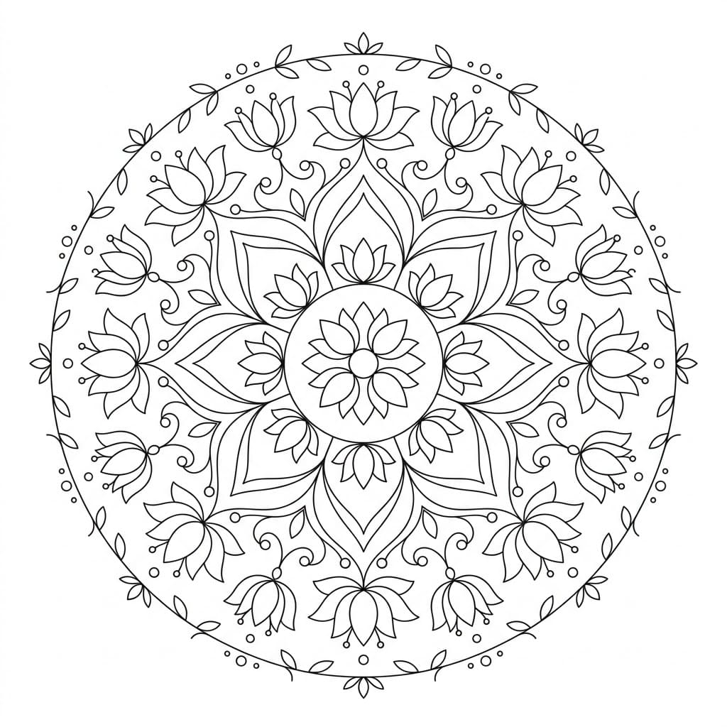 Silken Lotus Mandala Symmetry Page Mandalas