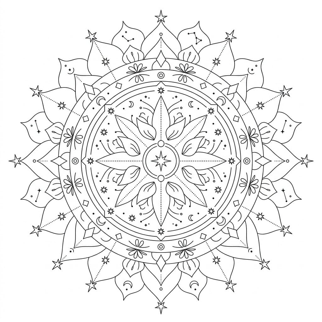 Starlit Pattern Cosmological Mandala Universe Map Mandalas