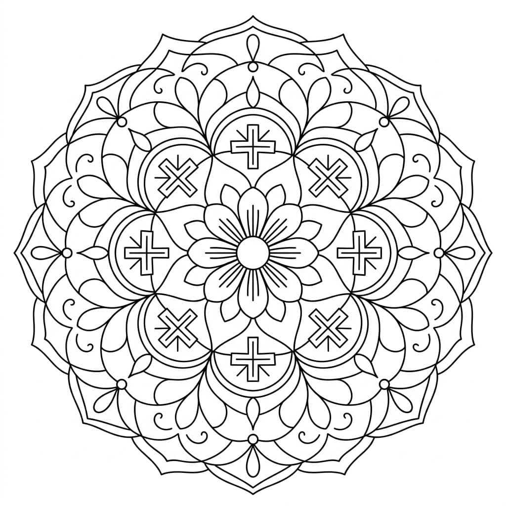 Sunbeam Thread-Cross Mandala Drawing Prompt Mandalas