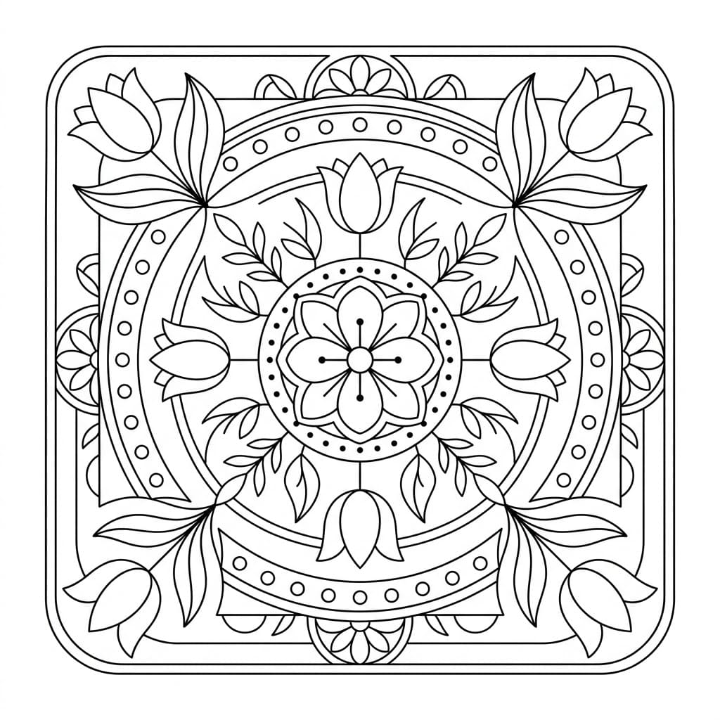 Tulip Square Mandala Shape Template Mandalas