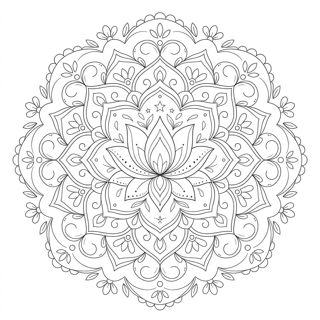 Lotus Mandala Symmetry Pages Mandalas