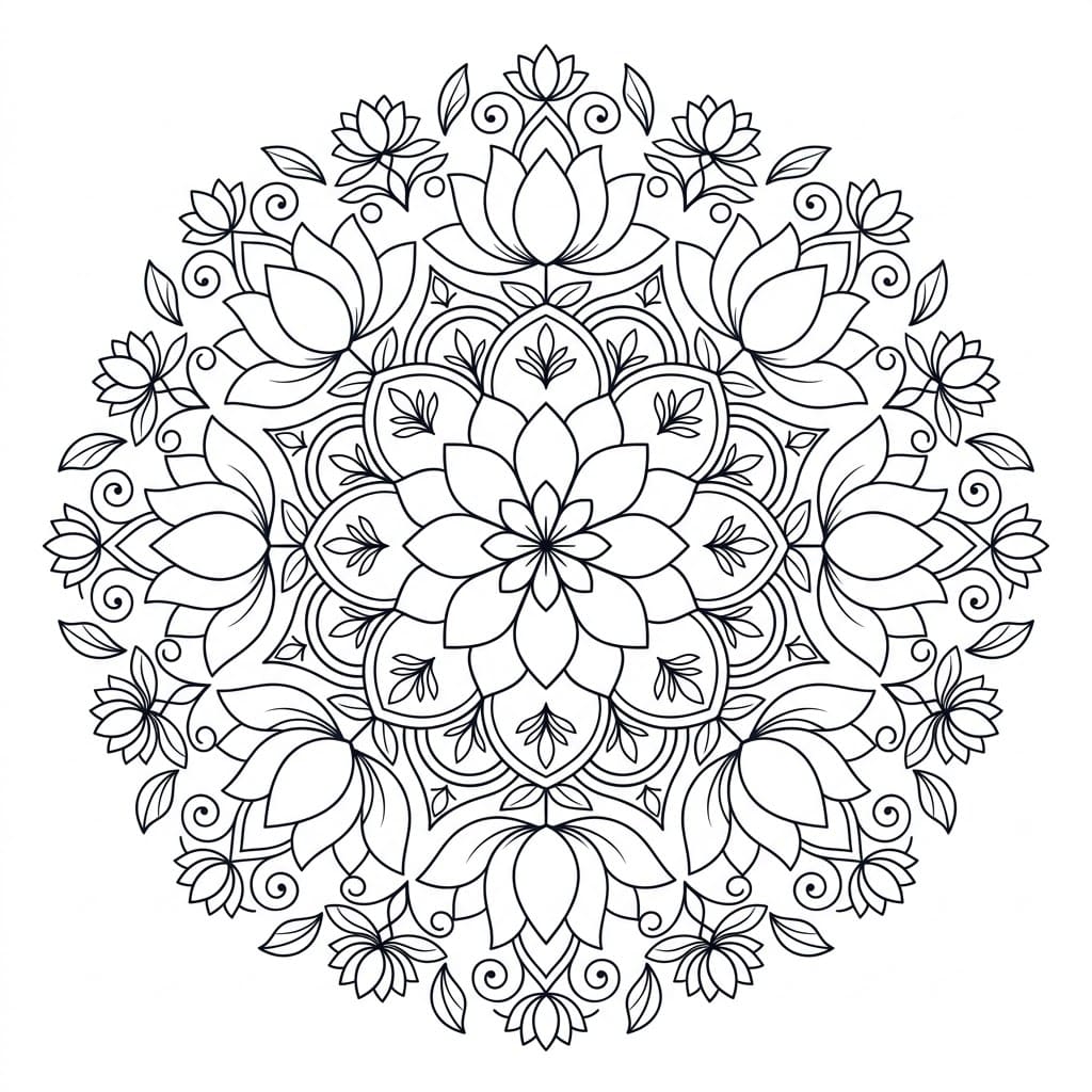 Velvet Lotus Mandala Symmetry Page Mandalas