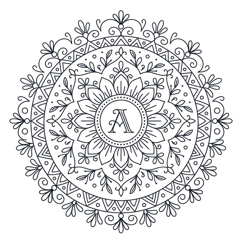 Vintage Letter Mandala Alphabet Sheet Mandalas