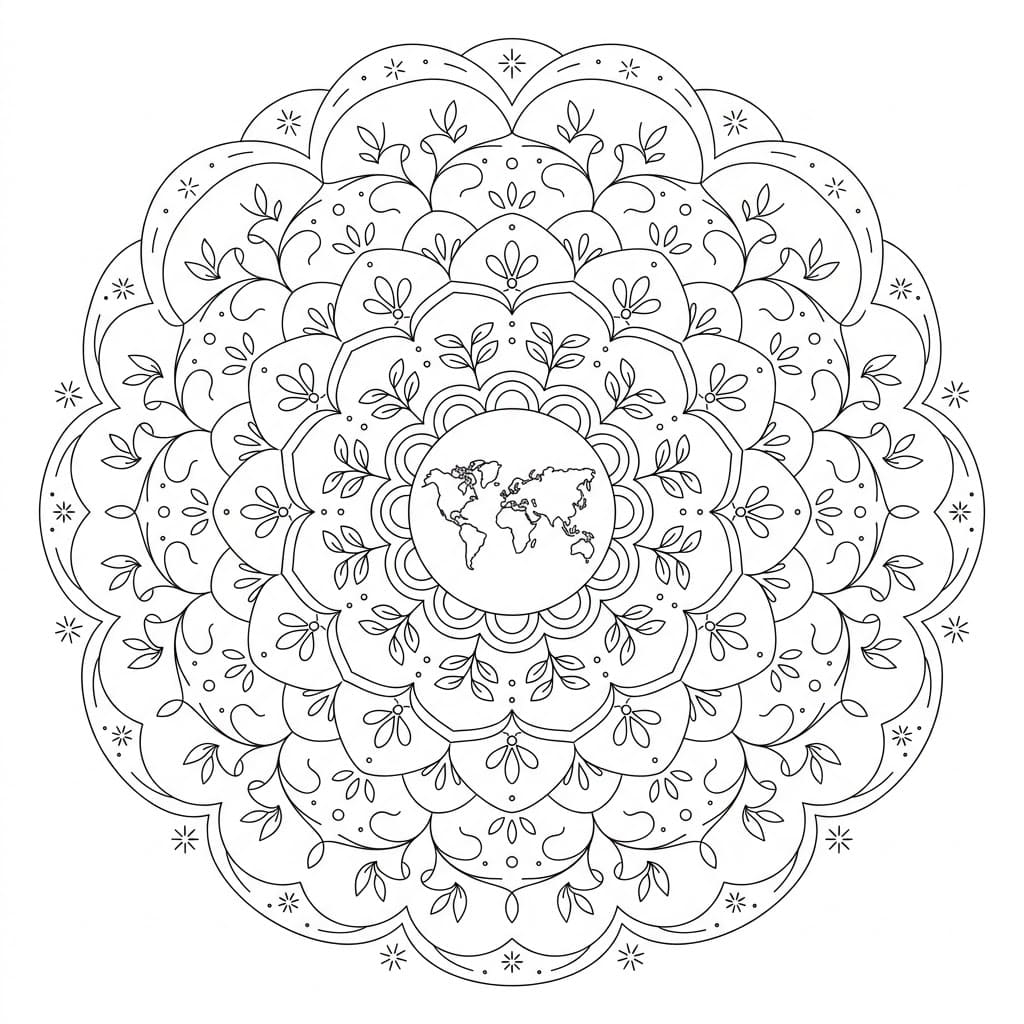 Whisper Geographical Mandala World Outline Mandalas