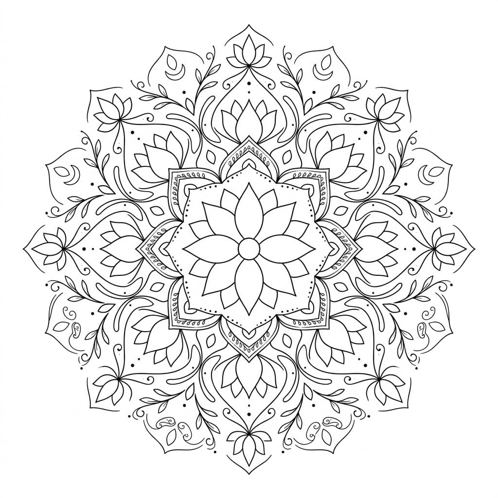 Whisper Lotus Mandala Symmetry Page Mandalas