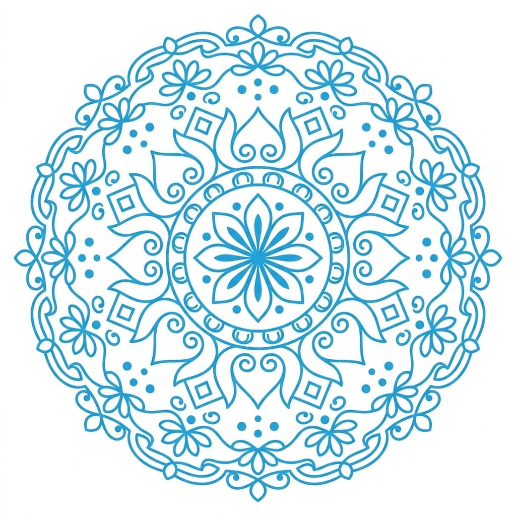 Azure Kolam Stencil Mandala Pattern Mandalas