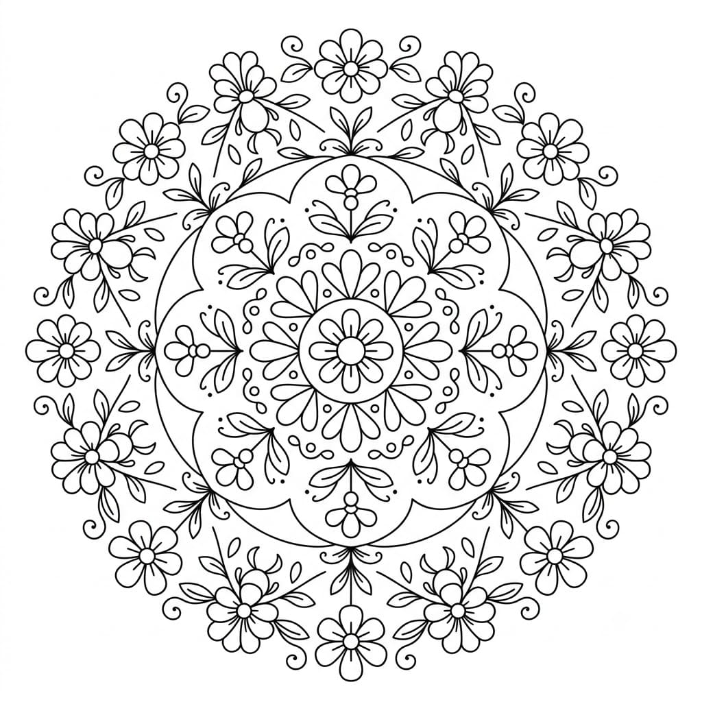 Bouquet Floral Stencil Mandala Printable Mandalas