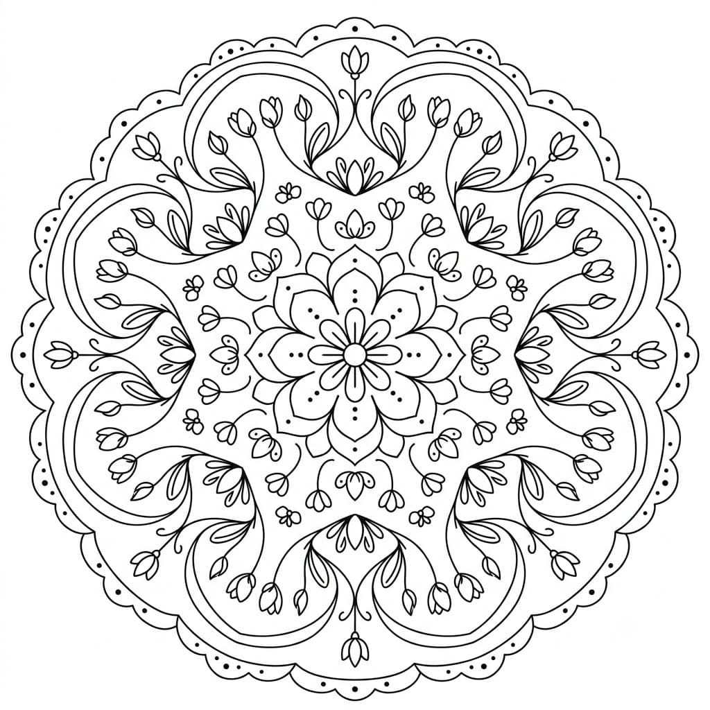 Budding Floral Stencil Mandala Printable Mandalas