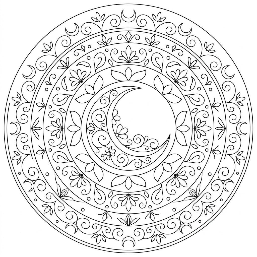 Crescent Scroll Painting Mandala Art History Printable Mandalas