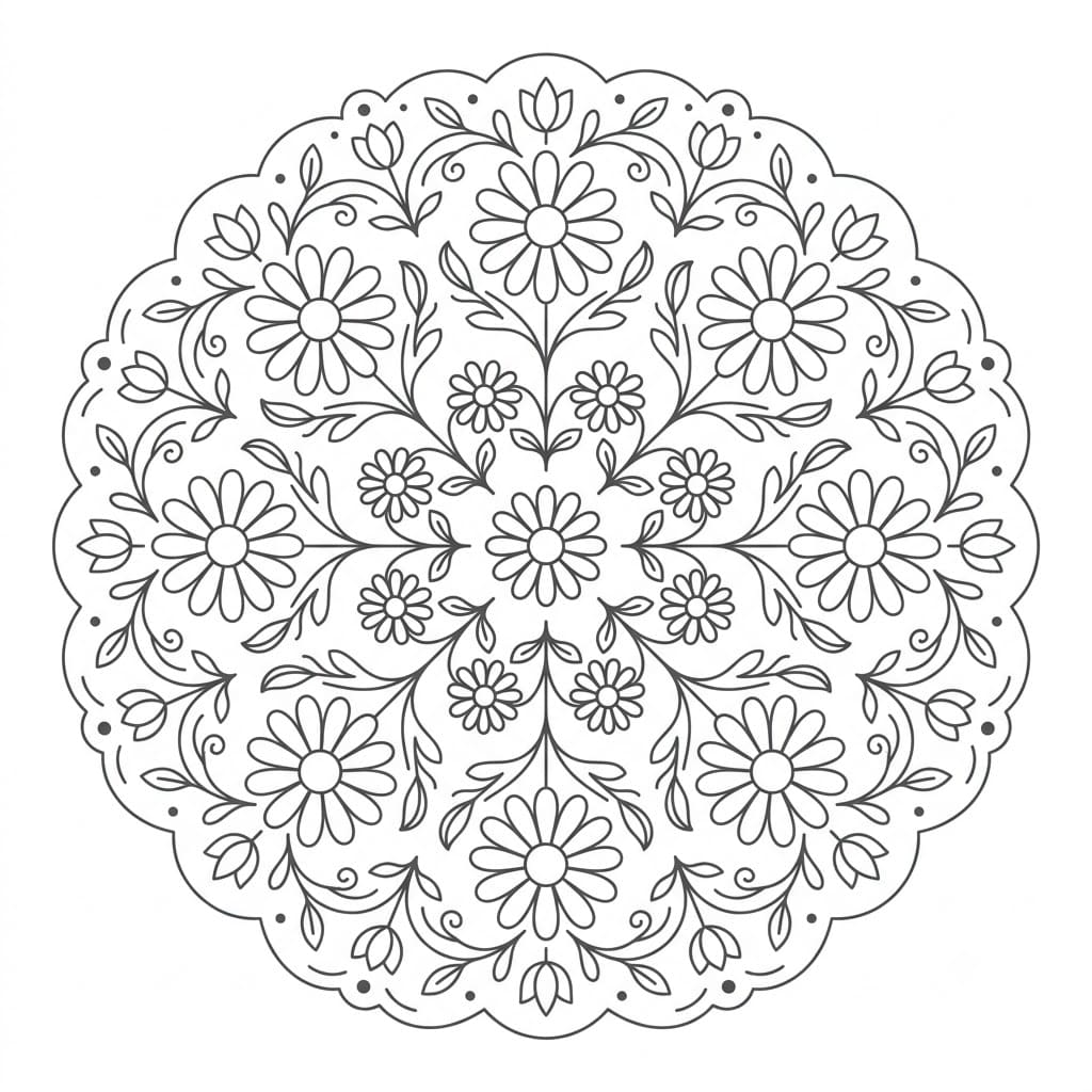 Daisy Floral Stencil Mandala Printable Mandalas