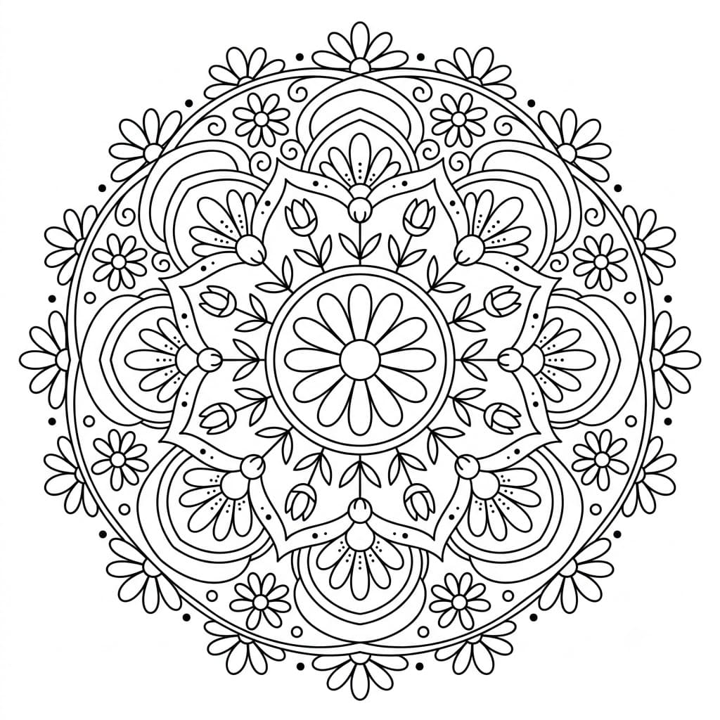 Daisy Geometric Stencil Mandala Template Mandalas