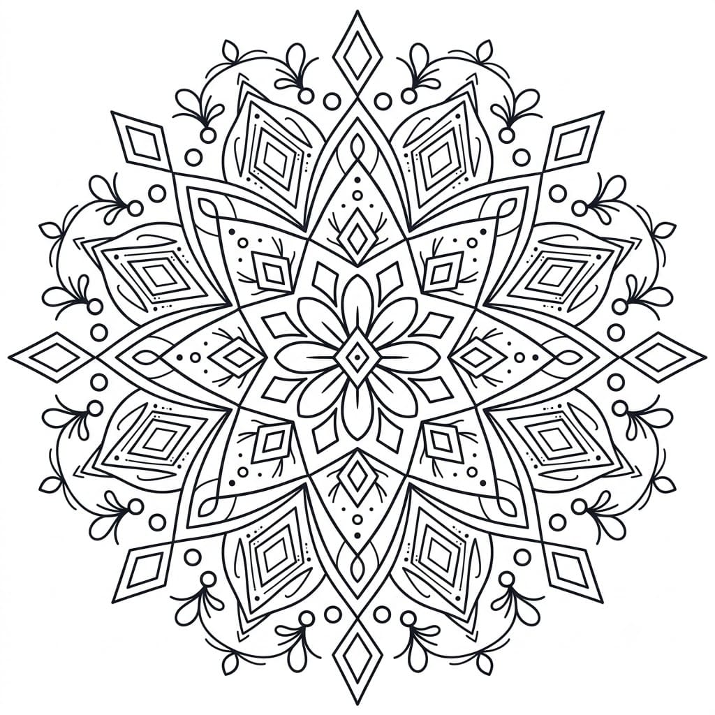Diamond Geometric Stencil Mandala Template Mandalas