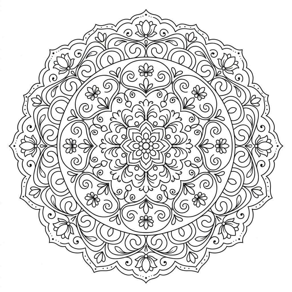 Elegant Scroll Painting Mandala Art History Printable Mandalas