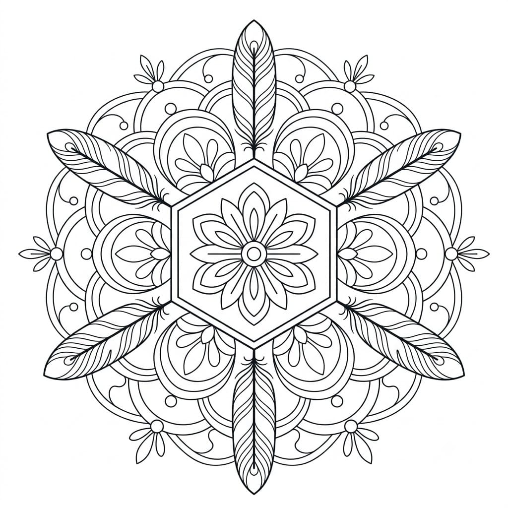 Feather Hexagon Stencil Mandala Craft Mandalas
