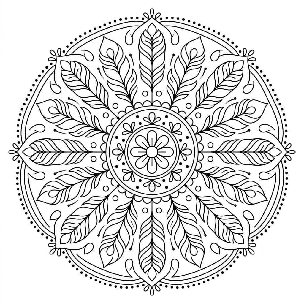 Feather Rangoli Stencil Mandala Template Mandalas