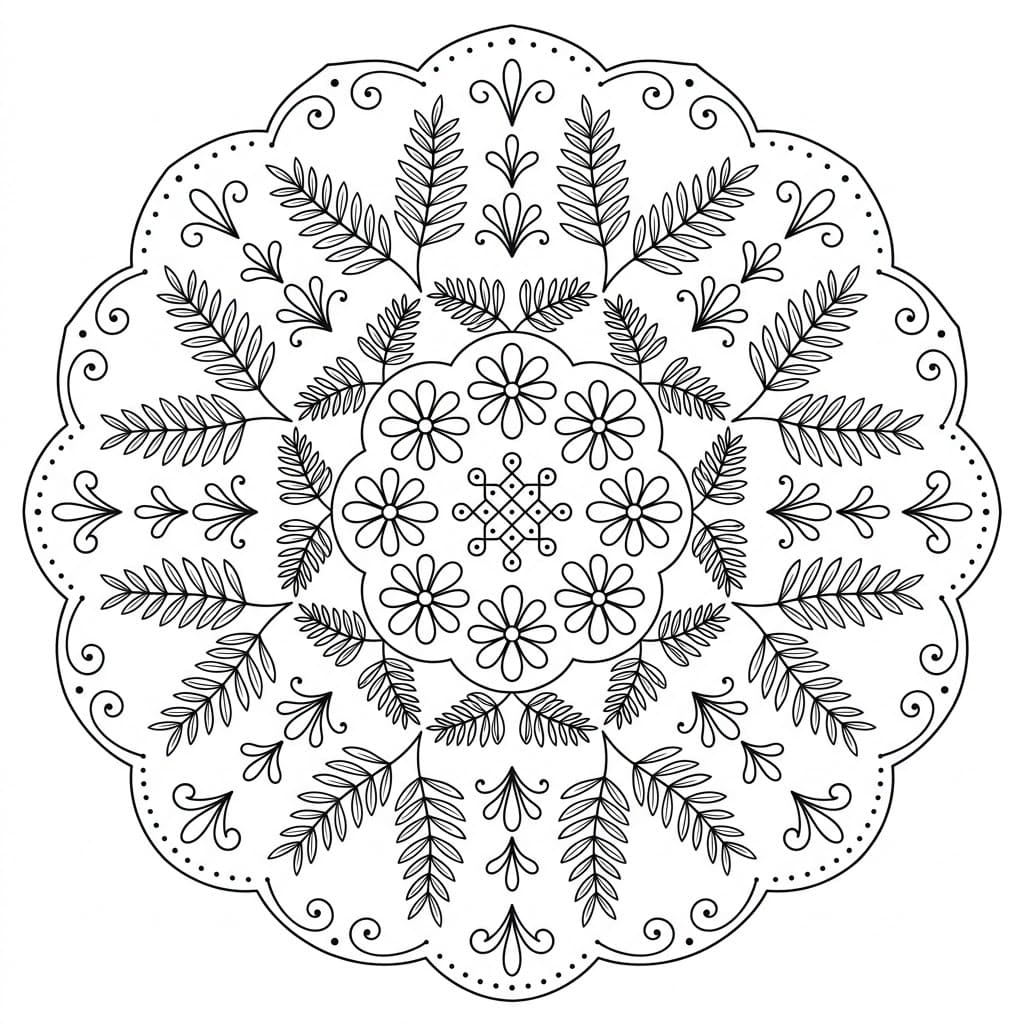 Fern Kolam Stencil Mandala Pattern Mandalas