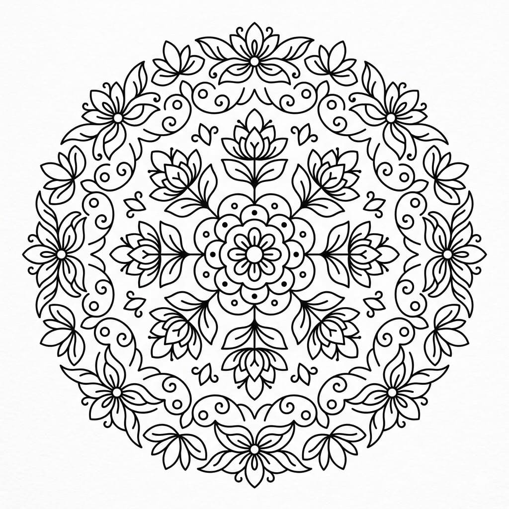Floral Kolam Stencil Mandala Pattern Mandalas