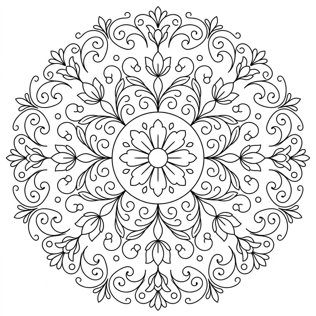 Floral Scroll Painting Mandala Art History Printable Mandalas