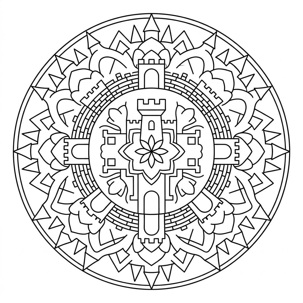 Fortress Architectural Mandala Building Template Mandalas