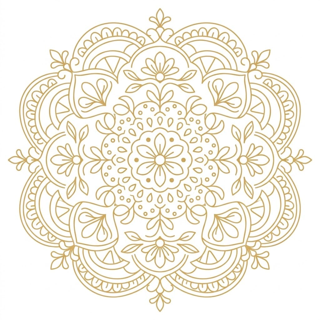 Golden Kolam Stencil Mandala Pattern Mandalas