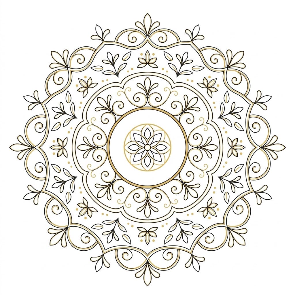 Golden Scroll Painting Mandala Art History Printable Mandalas