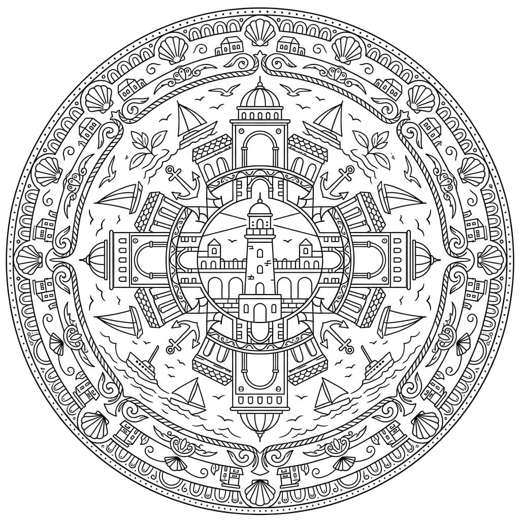 Harbor Architectural Mandala Building Template Mandalas