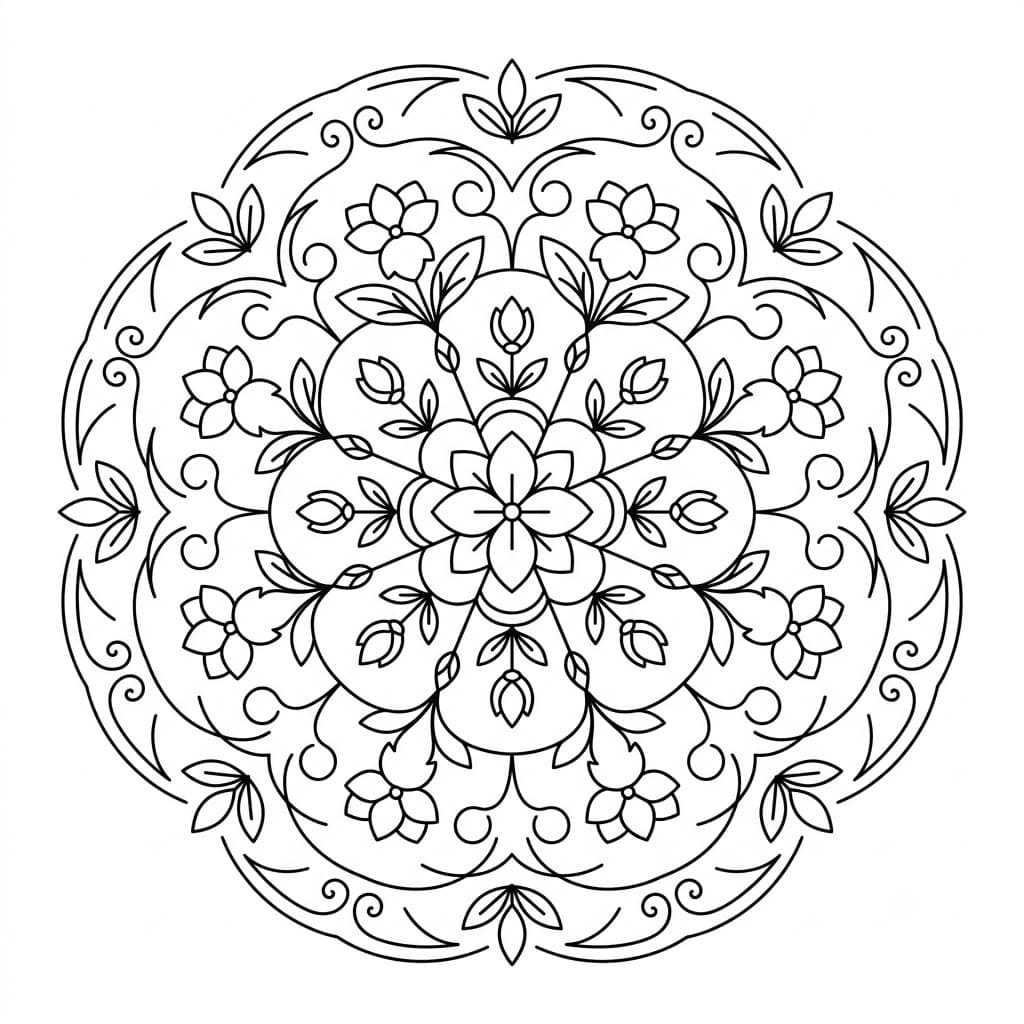 Jasmine Floral Stencil Mandala Printable Mandalas