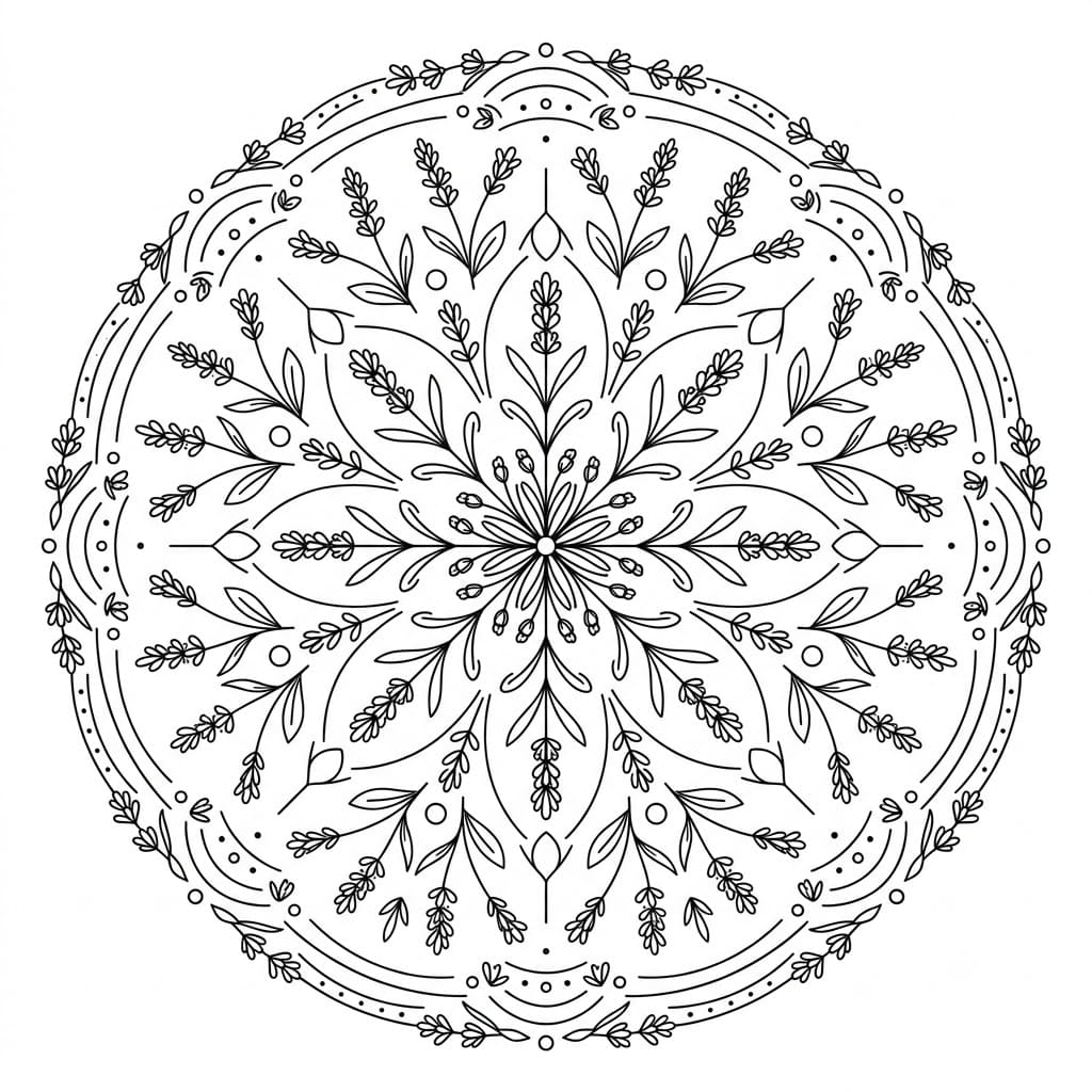 Lavender Floral Stencil Mandala Printable Mandalas