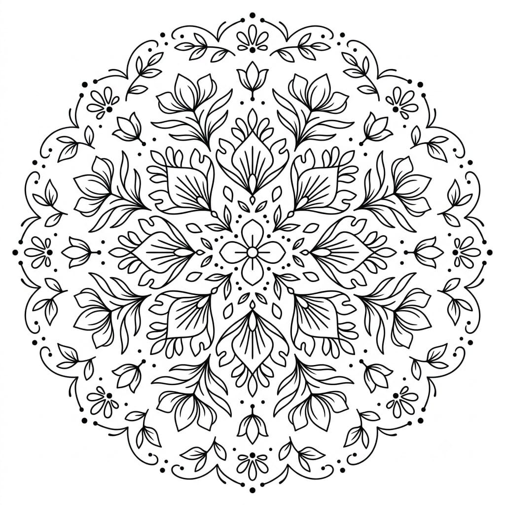 Leafy Floral Stencil Mandala Printable Mandalas
