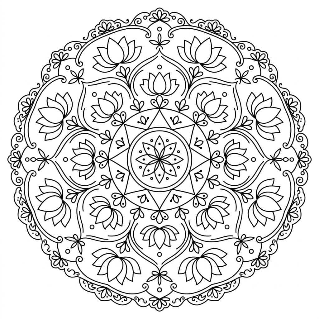 Lotus Kolam Stencil Mandala Pattern Mandalas