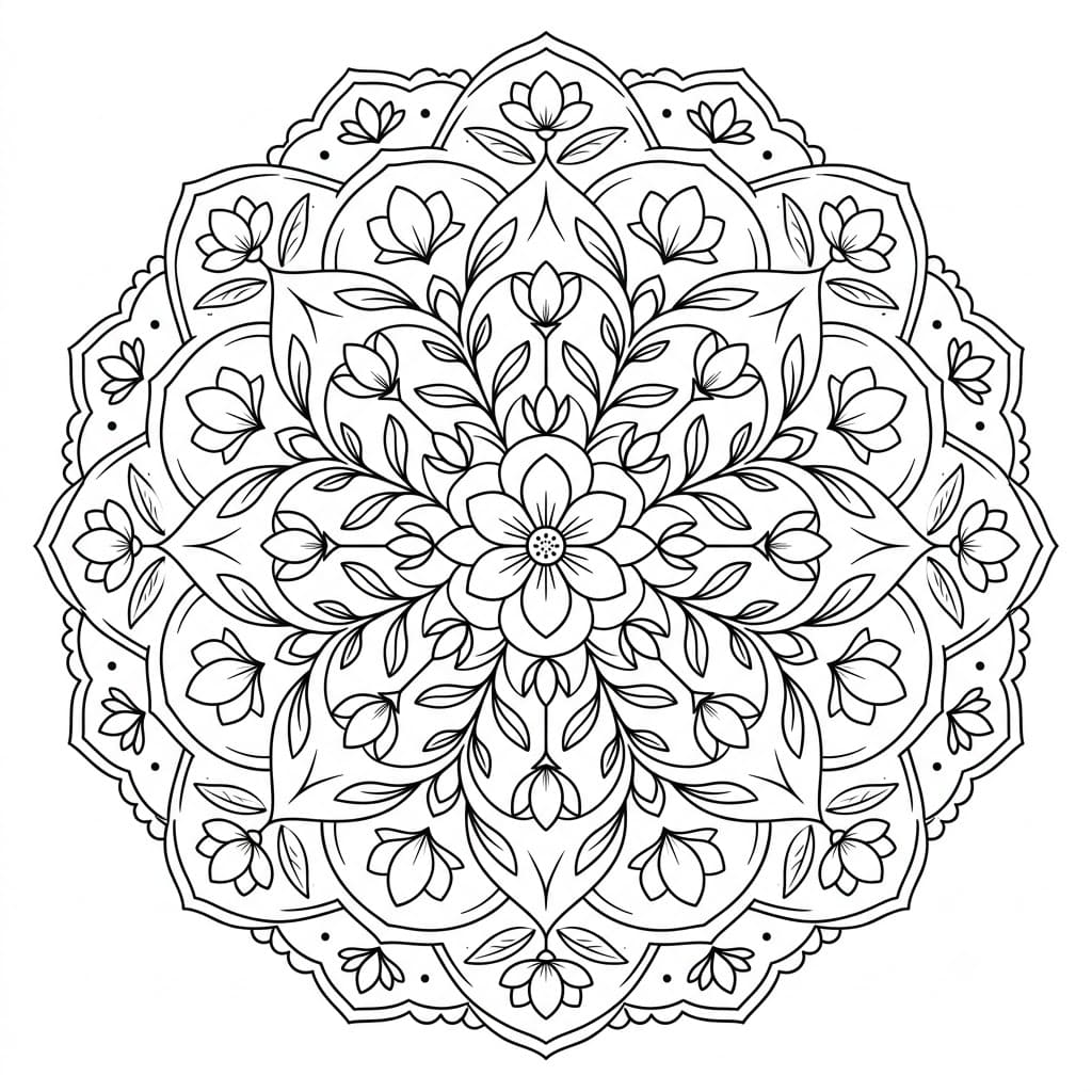Magnolia Floral Stencil Mandala Printable Mandalas