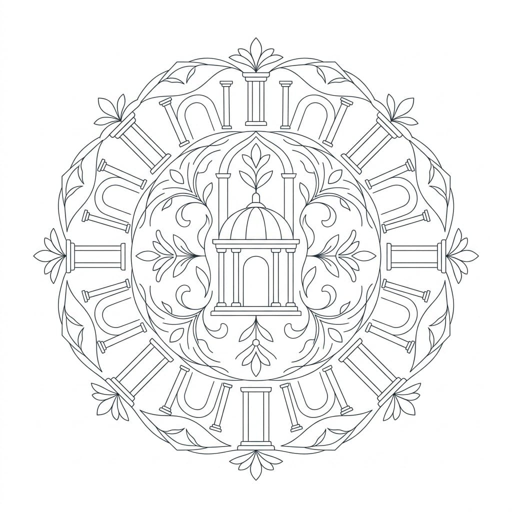 Marble Architectural Mandala Building Template Mandalas