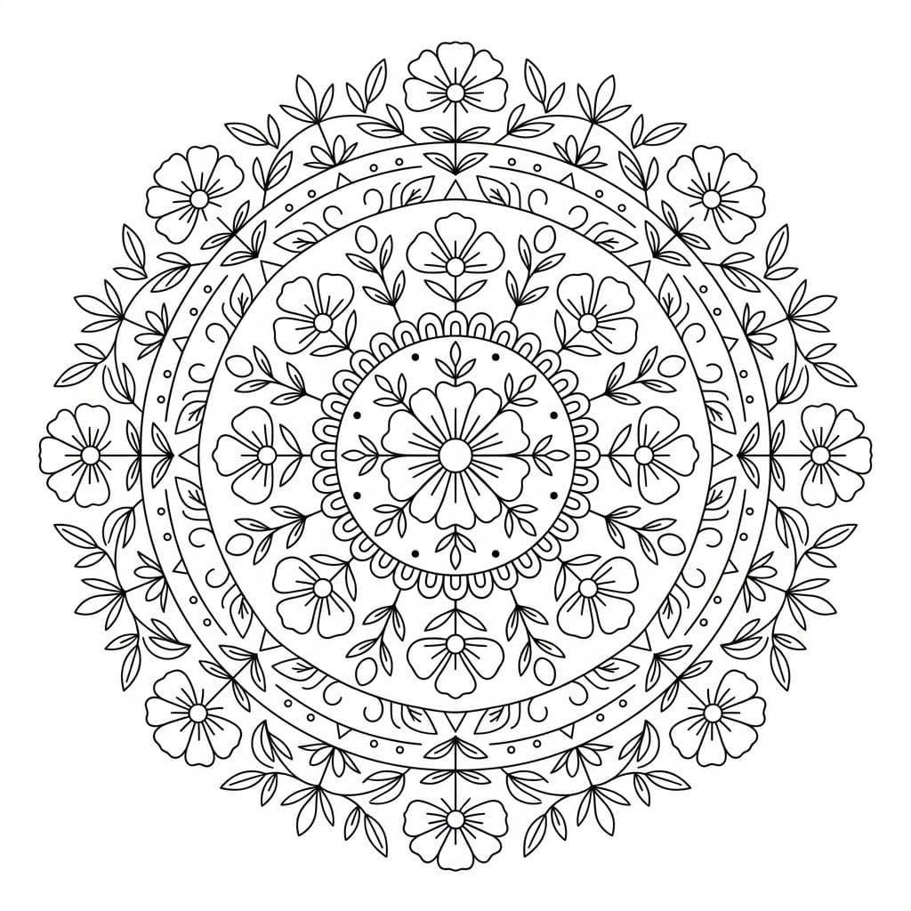 Marigold Floral Stencil Mandala Printable Mandalas